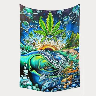3D-print Trippy Mushroom Tapestry Hippie Psychedelic Abstract Art Tapis voor muurhangen