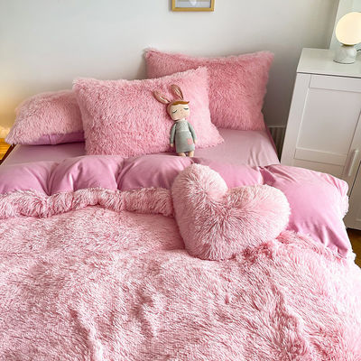 Dikke Coral Velvet Bed Sheet Set Luxe Designer Comforter Sets voor winter bescherming