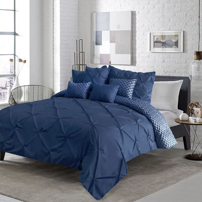 Populariteit Stock 90GSM 3 Pieces Pintuck Cover Soft Microfiber Bedden Set All-Season Customized Zipper Closure