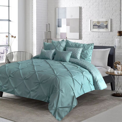 Populariteit Stock 90GSM 3 Pieces Pintuck Cover Soft Microfiber Bedden Set All-Season Customized Zipper Closure