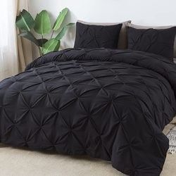 Populariteit Stock 90GSM 3 Pieces Pintuck Cover Soft Microfiber Bedden Set All-Season Customized Zipper Closure