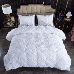 Populariteit Stock 90GSM 3 Pieces Pintuck Cover Soft Microfiber Bedden Set All-Season Customized Zipper Closure