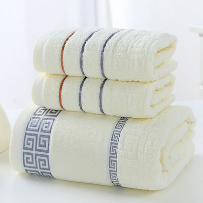 Witte plain gesmeed katoenen wasdoek baddoek absorberend 3-stuk geschenkdoos met teruggave geschenkdoos