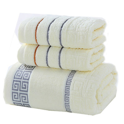 Witte plain gesmeed katoenen wasdoek baddoek absorberend 3-stuk geschenkdoos met teruggave geschenkdoos