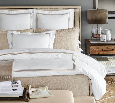 HotelHome 100% katoen geborduurde dekbed bedden set 4 stuk enkel dubbel koningin koning