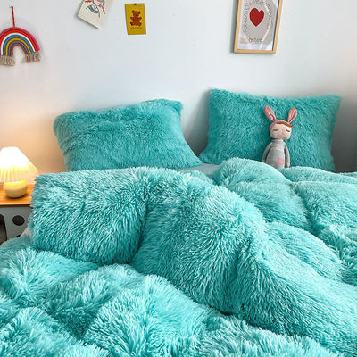 Hot Blue Luxury Shaggy Flanell Mink Velvet Bedden Set voor alle groepen in de herfst-winter