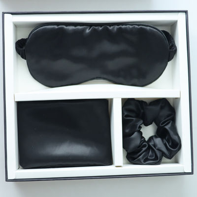 Luxe Sleep Black Silk Eye Mask Custom LOGO OEM/OEM 100% zijde kussenset zwart