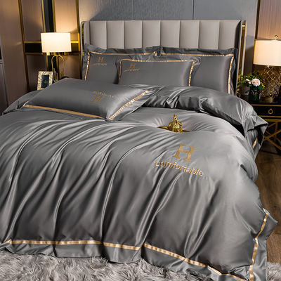 Custom geborduurde polyester zijde bedden Set voor einde Luxe slaapkamer in moderne stijl