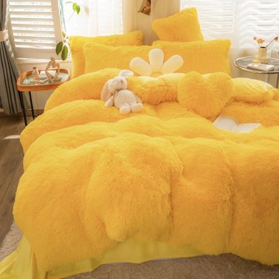 Europese en Amerikaanse stijl solide kleur verdikt warm mink fluweel dekbed set