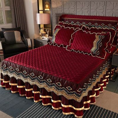 Custom polyester bedrok Drie stukken stofdichte beddek voor thuis 40 Stoffen