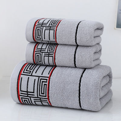 Snel droogende douche handdoek geschenk set met gestreepte patroon en 100% katoen donkere handdoeken