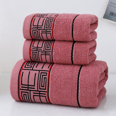 Snel droogende douche handdoek geschenk set met gestreepte patroon en 100% katoen donkere handdoeken