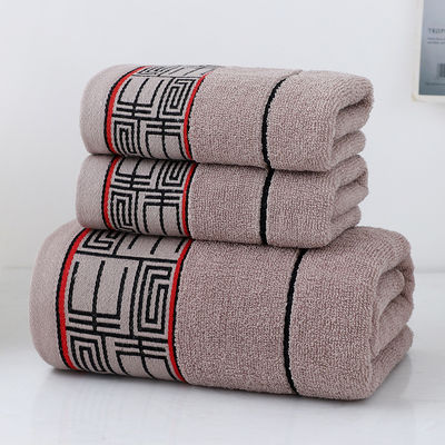 Snel droogende douche handdoek geschenk set met gestreepte patroon en 100% katoen donkere handdoeken