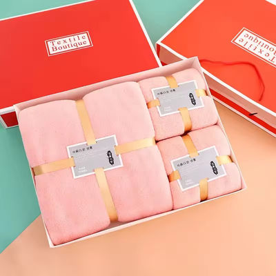 Zacht en absorberend Huis Hotel Spa Bad Towel Set Geschenk in dik koraal Vlies Microfiber