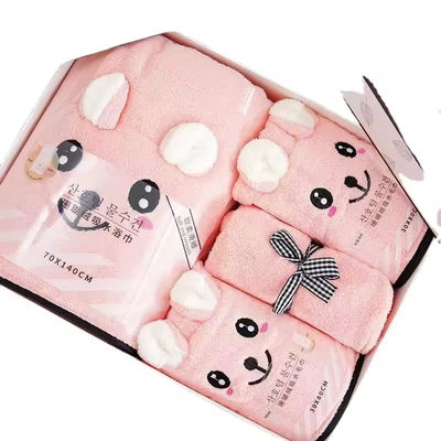 Home Solid Color Handdoek Set Custom Logo Snel droog 4 stuk baddoeken met zachte aanraking