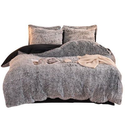 Huis Hotel Huwelijk Regenboogkleur Fake Fur Velvet Fluffy Plush Soft Bed Set 4 stukken