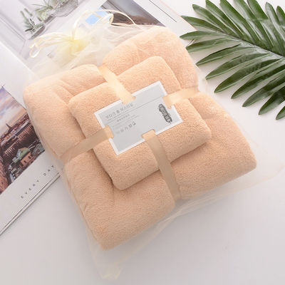 Home Hostel dichtheid Coral Velvet Baddoek Set Zachte en Absorberende met Plain Lace