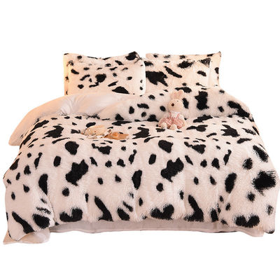Huis Hotel Huwelijk Regenboogkleur Fake Fur Velvet Fluffy Plush Soft Bed Set 4 stukken