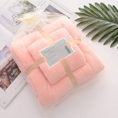 Home Hostel dichtheid Coral Velvet Baddoek Set Zachte en Absorberende met Plain Lace