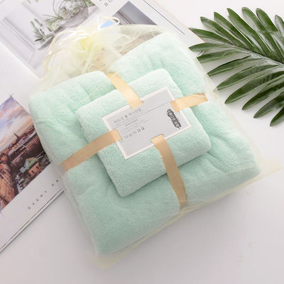 Home Hostel dichtheid Coral Velvet Baddoek Set Zachte en Absorberende met Plain Lace