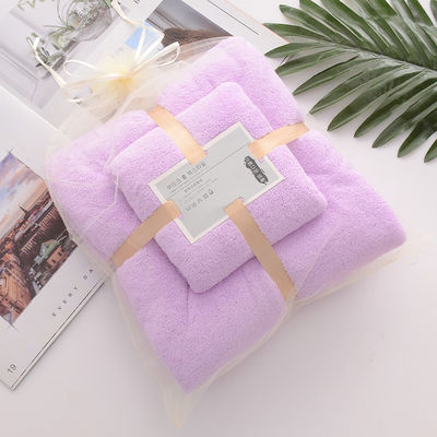 Home Hostel dichtheid Coral Velvet Baddoek Set Zachte en Absorberende met Plain Lace