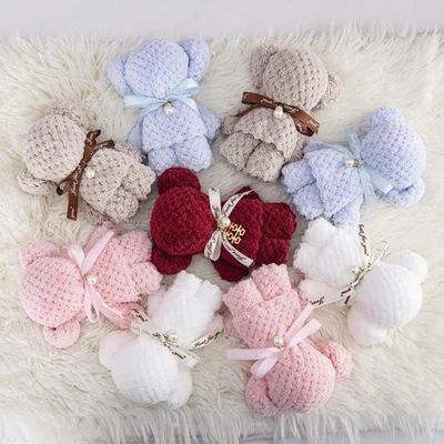 Solid Color Bunny Bear Shape Coral Velvet Handdoek Polyester Handdoek voor alle leeftijden