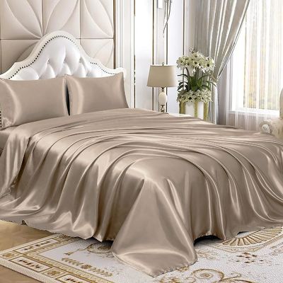 Gepersonaliseerde Satine lakens Bedden Set Twin Size 2 PCS Platte lakens met geweven ontwerp