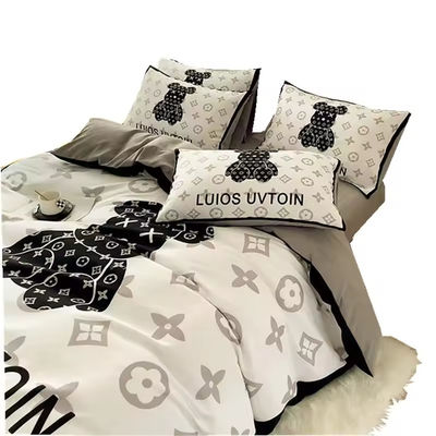 180GSM Cartoon White Bear Head Bear Design Bedden Sets Collectie Fitted Sheet Bed Cover Sheet Kussenschuur