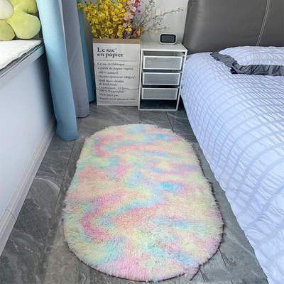 Vlekbestendige ultrazachte pluizige slaapkamer tapijten ovaal beige gooi tapijten voor kleine ruimtes