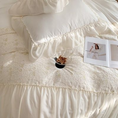 4pcs fluffy duvet quilt bedden set solide patroon luxe beddengoed set comfort bedden
