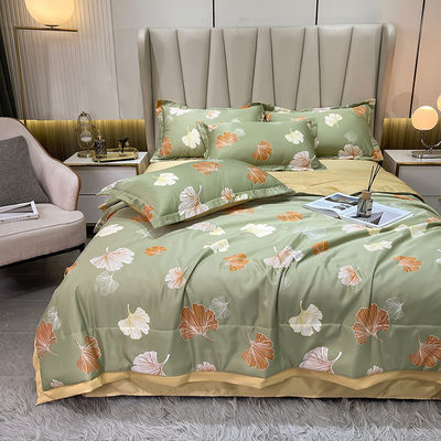 Luxe prinses gewassen zijde beddengoed set 4 stuks gevuld met zachte en ademend beddengoed