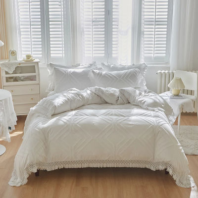 2024 Luxe Bohemian Princess Tassels Jacquard Duvet Cover Set met aangepast logo