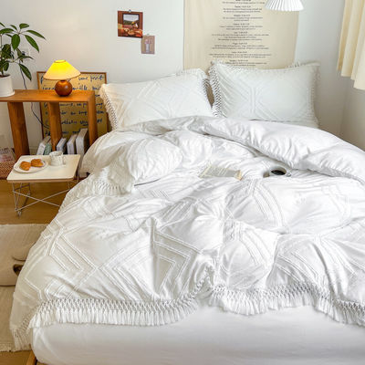 2024 Luxe Bohemian Princess Tassels Jacquard Duvet Cover Set met aangepast logo