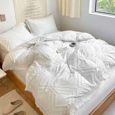 2024 Luxe Bohemian Princess Tassels Jacquard Duvet Cover Set met aangepast logo
