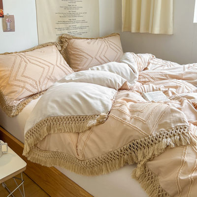 2024 Luxe Bohemian Princess Tassels Jacquard Duvet Cover Set met aangepast logo