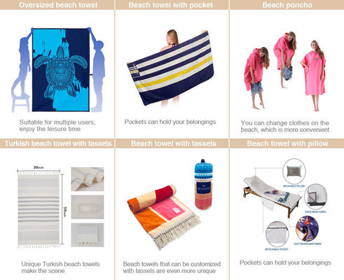 Absorberend Microfiber Strandhanddoek Custom Printed en Double-Sided Velvet voor Strandplezier