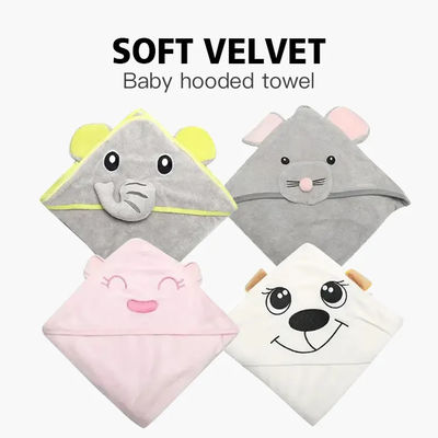 Gebreide baby baddoek met aangepast logo en schattig olifantenprint ontwerp