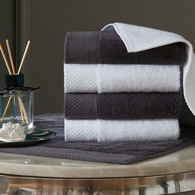Gepersonaliseerd logo Luxe 5 Star Hotel Wit 100% katoen Dobby Face Hand Bath Towels Set
