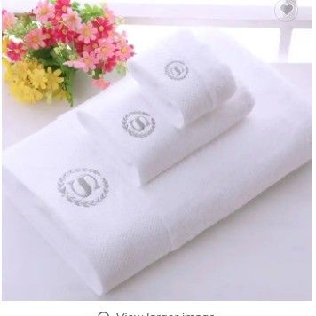 Gepersonaliseerd logo Luxe 5 Star Hotel Wit 100% katoen Dobby Face Hand Bath Towels Set