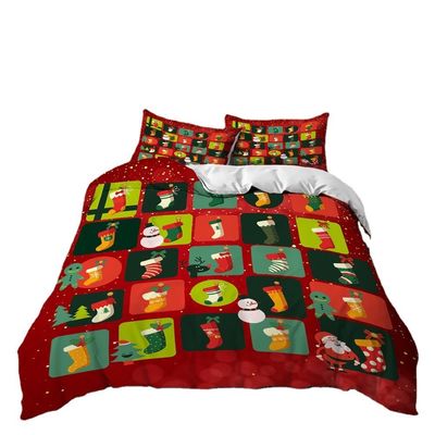 40 Stoffen tellen Kerstversiering dekbeddekker Kerstman Gelukkig geschenk 3D Digitaal afdrukken Rood Comforter Bed Set