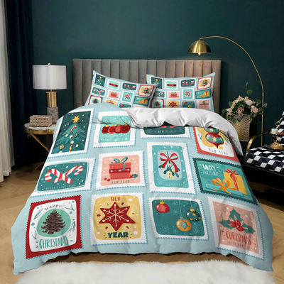 40 Stoffen tellen Kerstversiering dekbeddekker Kerstman Gelukkig geschenk 3D Digitaal afdrukken Rood Comforter Bed Set