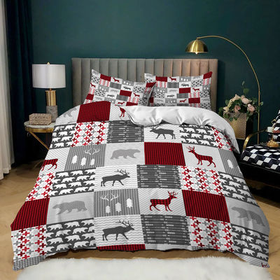 40 Stoffen tellen Kerstversiering dekbeddekker Kerstman Gelukkig geschenk 3D Digitaal afdrukken Rood Comforter Bed Set