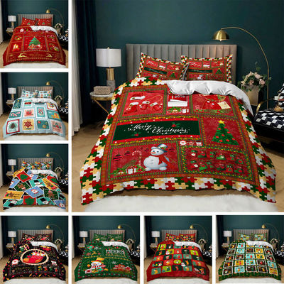 40 Stoffen tellen Kerstversiering dekbeddekker Kerstman Gelukkig geschenk 3D Digitaal afdrukken Rood Comforter Bed Set