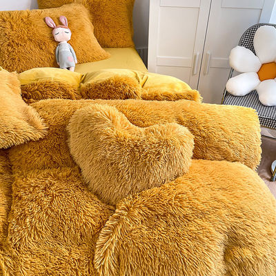 Ouderdomsgroep Volwassen Kind Ginger Kleur Gewoon Geverfd Dekbed Set Voor Winter Bed Linnen