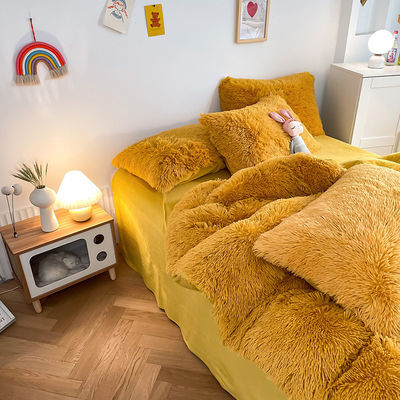 Ouderdomsgroep Volwassen Kind Ginger Kleur Gewoon Geverfd Dekbed Set Voor Winter Bed Linnen