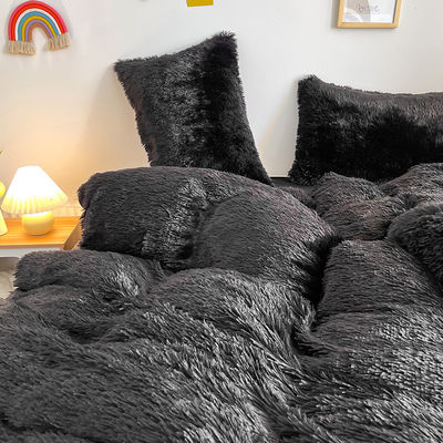 Warm mink fluweel kristal beddengoed solide dekbed set voor de winter schitterende zwarte kleur