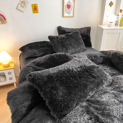 Warm mink fluweel kristal beddengoed solide dekbed set voor de winter schitterende zwarte kleur