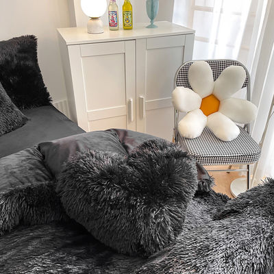 Warm mink fluweel kristal beddengoed solide dekbed set voor de winter schitterende zwarte kleur