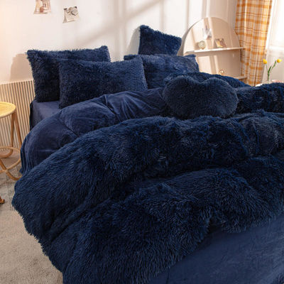 Regenboogkleur False Fur Velvet Fluffy Plush Bedden Set voor Modern Huis en Decoratie