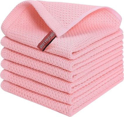 Puur katoen honingraat Keuken vierkant handdoek Set met haak Direct Solid Color